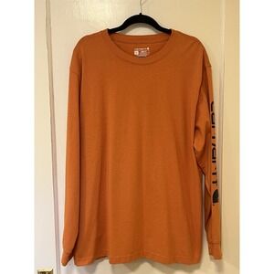 Carhartt Loose Fit Orange Longsleeve Spellout T-Shirt Size L Workwear